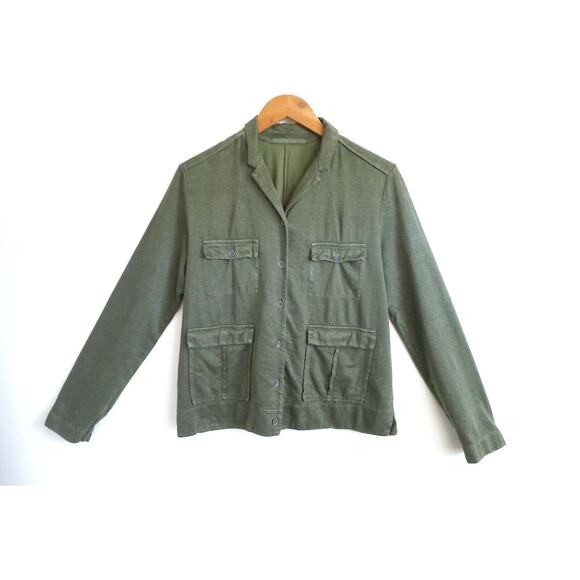 TRANSIT PAR SUCH Linen Blend Utility Army Jacket Made in Italy YOOX 3 L $370 - Picture 2 of 10